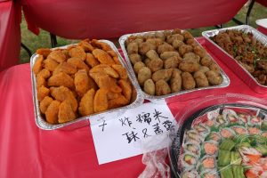 A tray of food on a table Description automatically generated